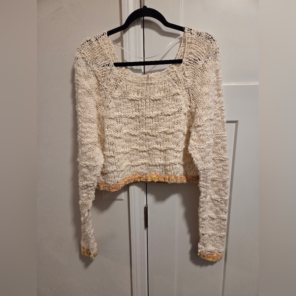 Free People West Palm Cream Knit Sweater Womens Size Medium